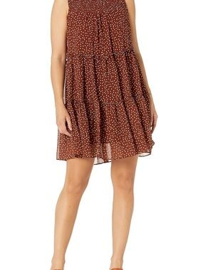 Taylor Brown Polka Dot Smocked Tiered Mini Dress